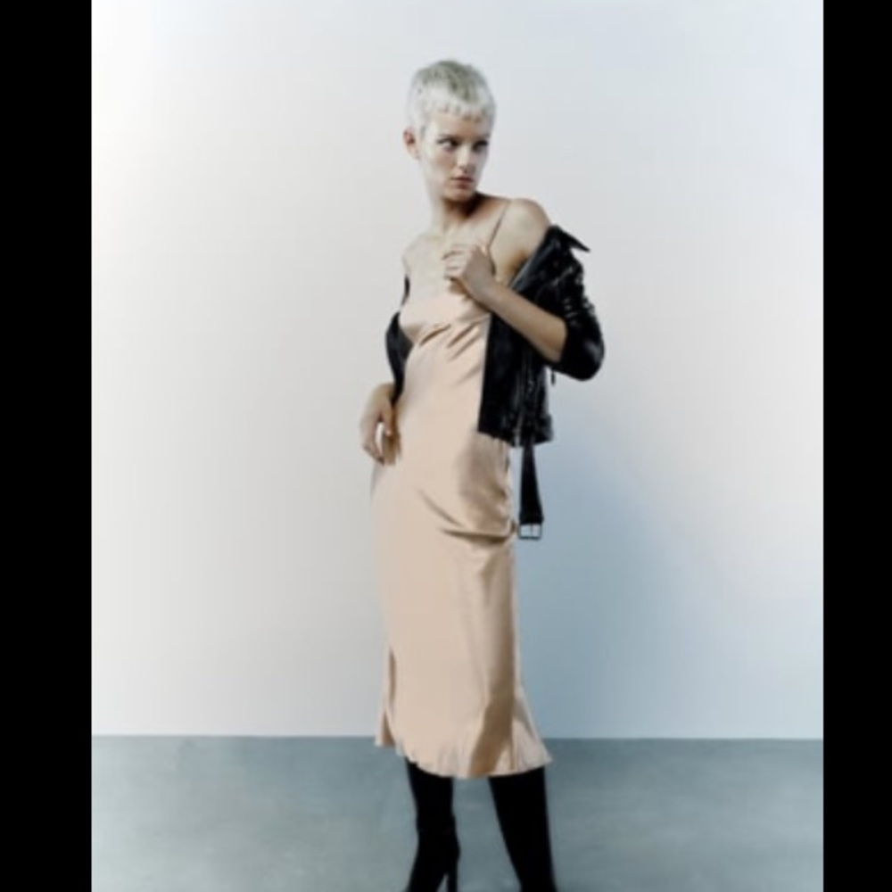 Zara satin effect cut-out dress